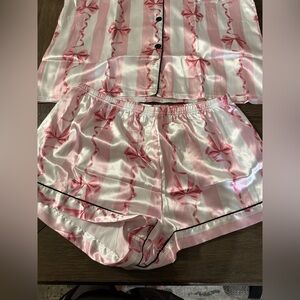 Pink Satin Pajama Set 3 pcs size XL nwot